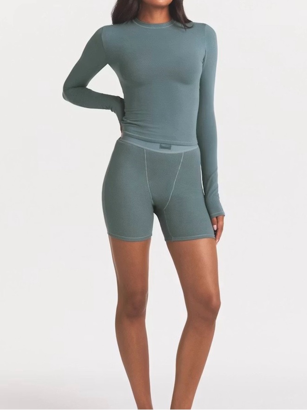 NWT SKIMS Long Sleeve Tee in Kyanite Blue Grey Size S - Picture 6 of 6